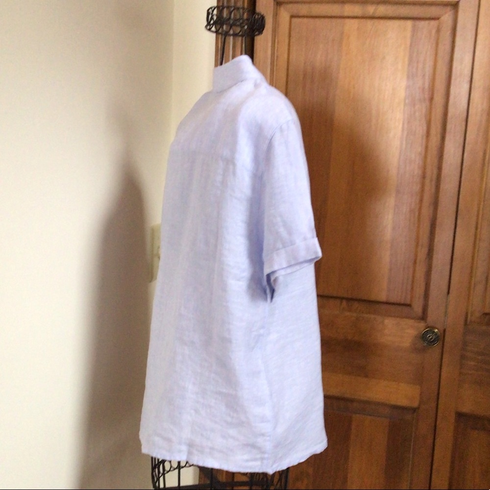 Tahari Baby Blue Short Sleeve linen Shirt, New, Size XS - Picture 5 of 5